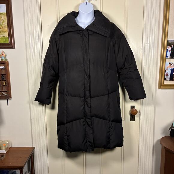 Calvin Klein Down Long Puffer Coat Womens Large High Collar Classic pockets - Picture 10 of 13